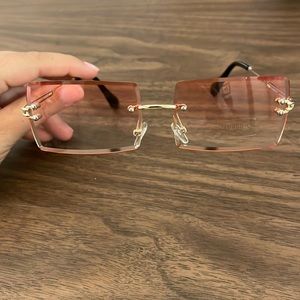 Square rimless pink fashion glasses
